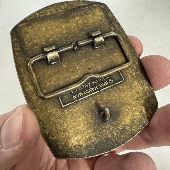 VINTAGE 1996 Handyman Club Of America Life Member Belt Buckle Solid Brass - BUB - Picture 4 of 4